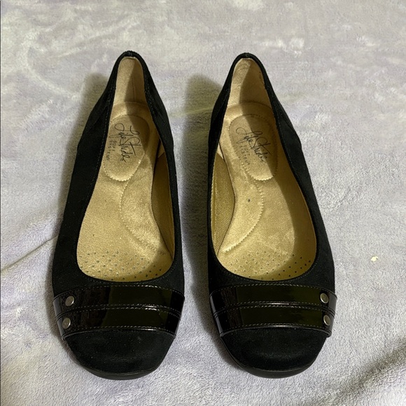 Life Stride Shoes - Life Stride Black Flats with Patent Accents